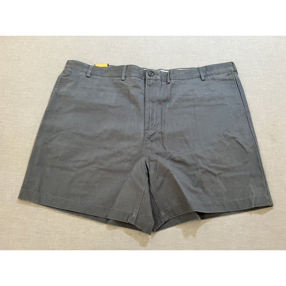 Lands’ End Shorts Mens 48 Gray Chino Pocketed Belted Button Zip Men.